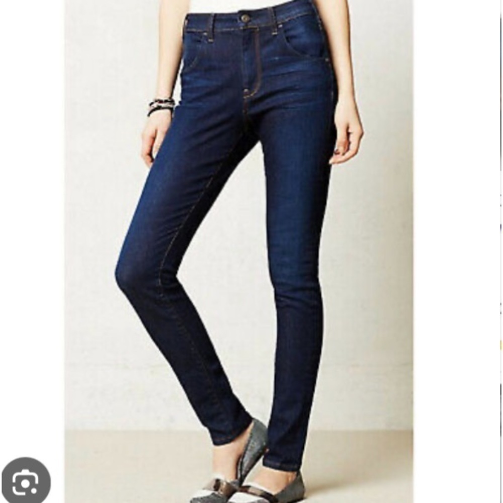 Anthropologie Pilcro and the Letterpress Superscript High Rise dark blue jeans
